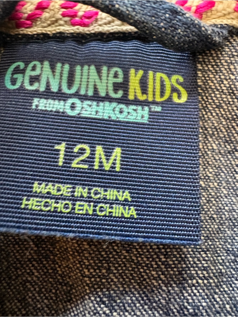 Genuine Kids OshKosh Baby Girl Denim Vest 12M Dark Wash NWT - Picture 4 of 6